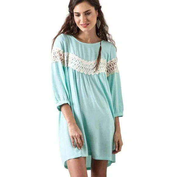 Women's Peak Of Lace Baby Doll Dress - KORI M Women's Peak Of Lace Baby Doll Dress - KORI M